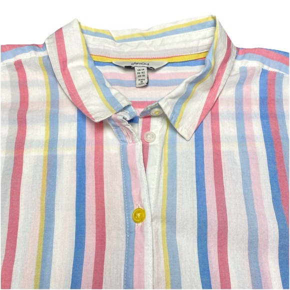 Joules Tops - Joules Cornelia UK14 US10  Womens L/S Button Up Pastel Stripe Coastal Preppy